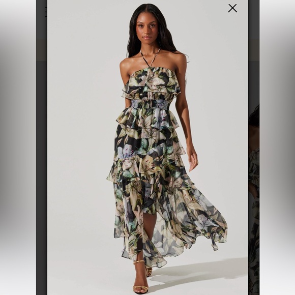 Floral Halter Maxi Dress - Picture 1 of 6